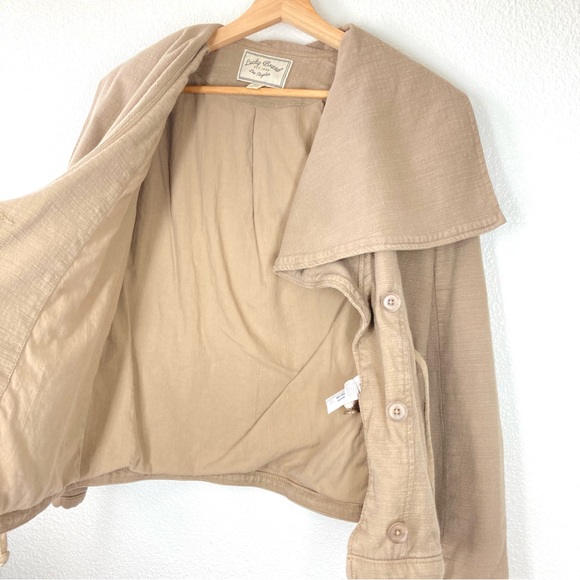 Lucky Brand Woven Jacket XS Shawl Tie Waist Tan Minimalist lightweight cotton - Picture 9 of 16